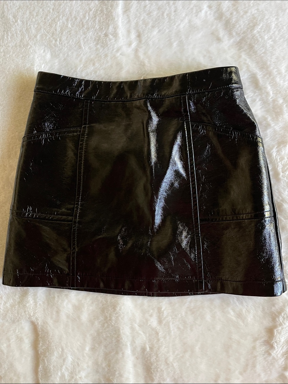 Art Class girls Faux Black Leather pocketed Skirt SZ 6-7